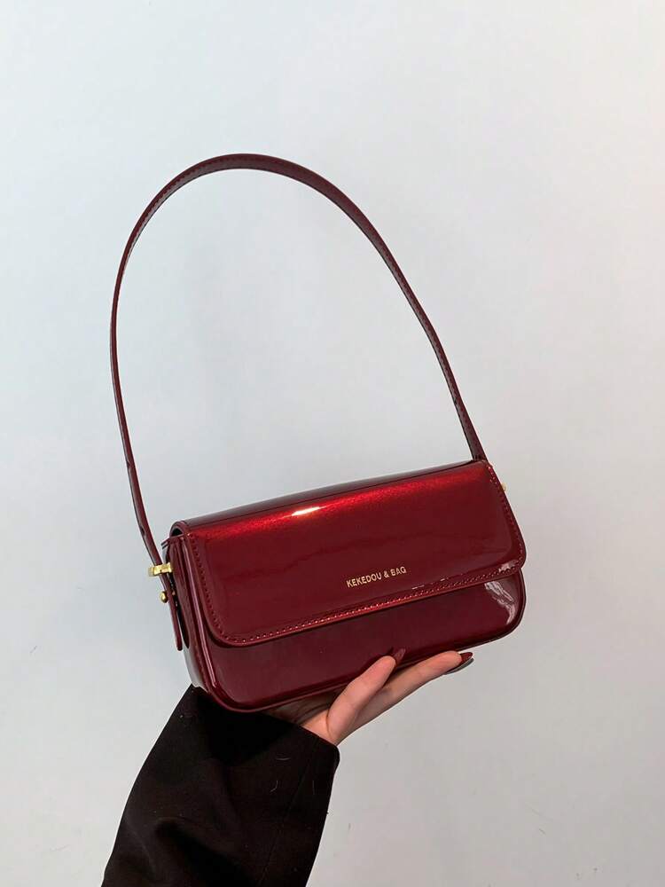 Women's Patent Leather Small Square Bag Elegant Minimalist Net Color Handbag Suitable For School Office Commute Casual Travel Daily Use