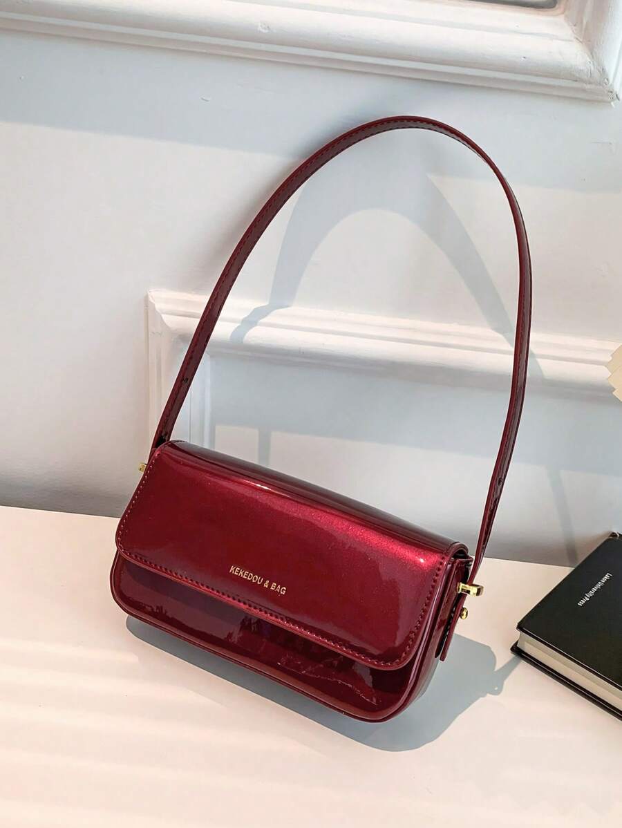 Women's Patent Leather Small Square Bag Elegant Minimalist Net Color Handbag Suitable For School Office Commute Casual Travel Daily Use
