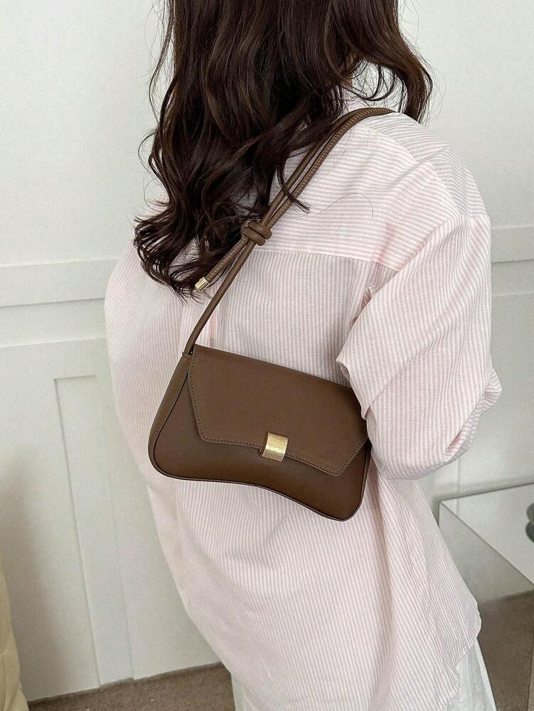 Women's Retro Chocolate Brown PU Flap Bag Lightweight Business Casual Vintage Shoulder Handbag College Work Travel Commuting