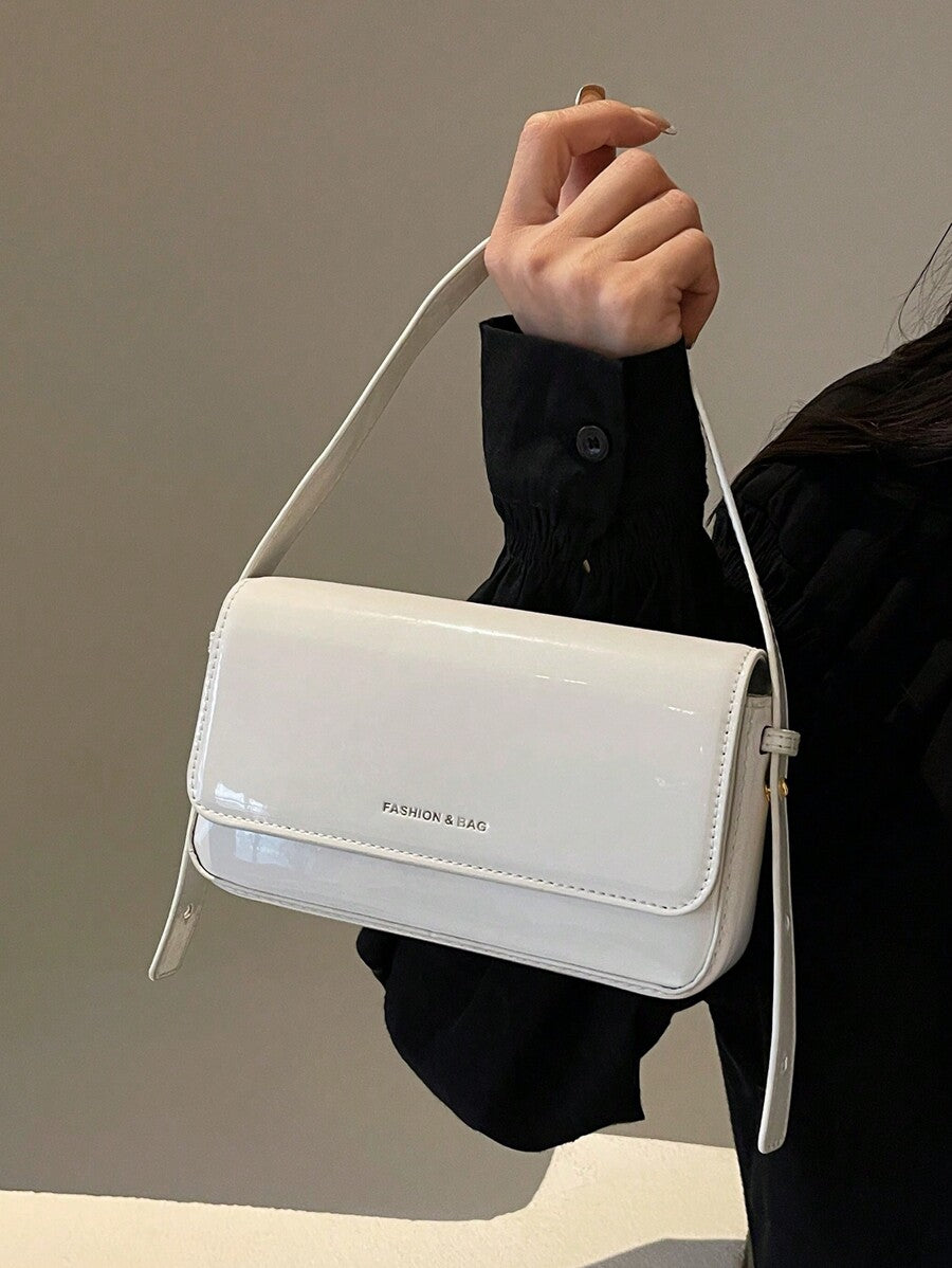 Women's Patent Leather Small Square Bag Elegant Minimalist Net Color Handbag Suitable For School Office Commute Casual Travel Daily Use