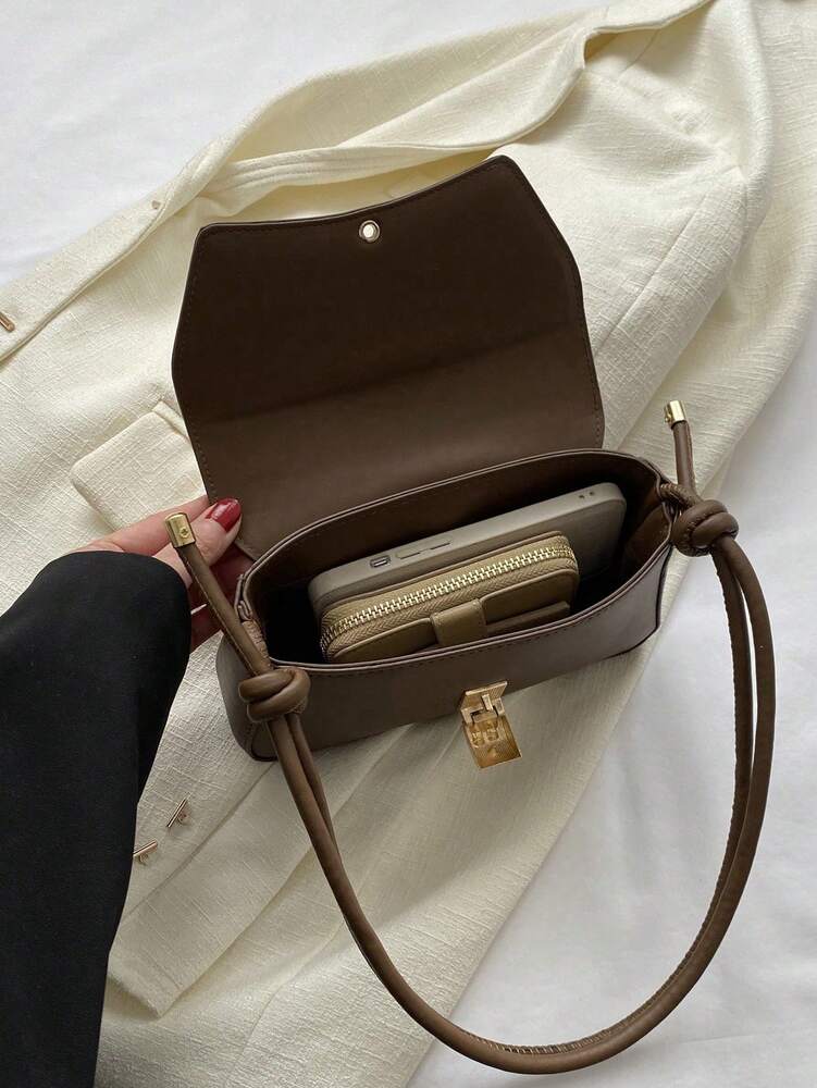 Women's Retro Chocolate Brown PU Flap Bag Lightweight Business Casual Vintage Shoulder Handbag College Work Travel Commuting