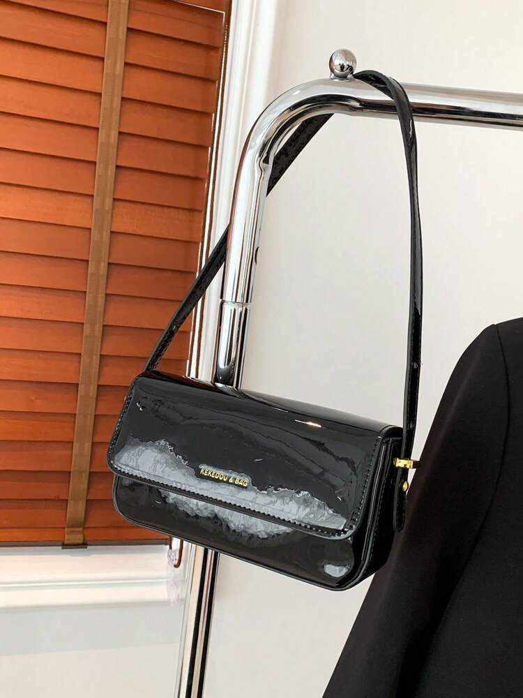 Women's Patent Leather Small Square Bag Elegant Minimalist Net Color Handbag Suitable For School Office Commute Casual Travel Daily Use