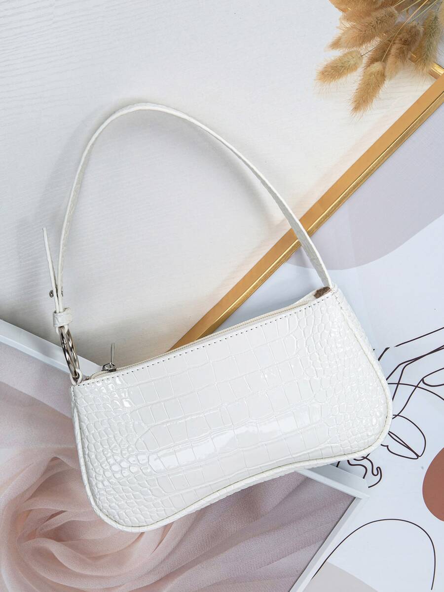 Women's Crocodile Pattern Shoulder Bag Animal Print Fashion Tote For Office College Business Casual Work Travel Commuter Daily Handbag