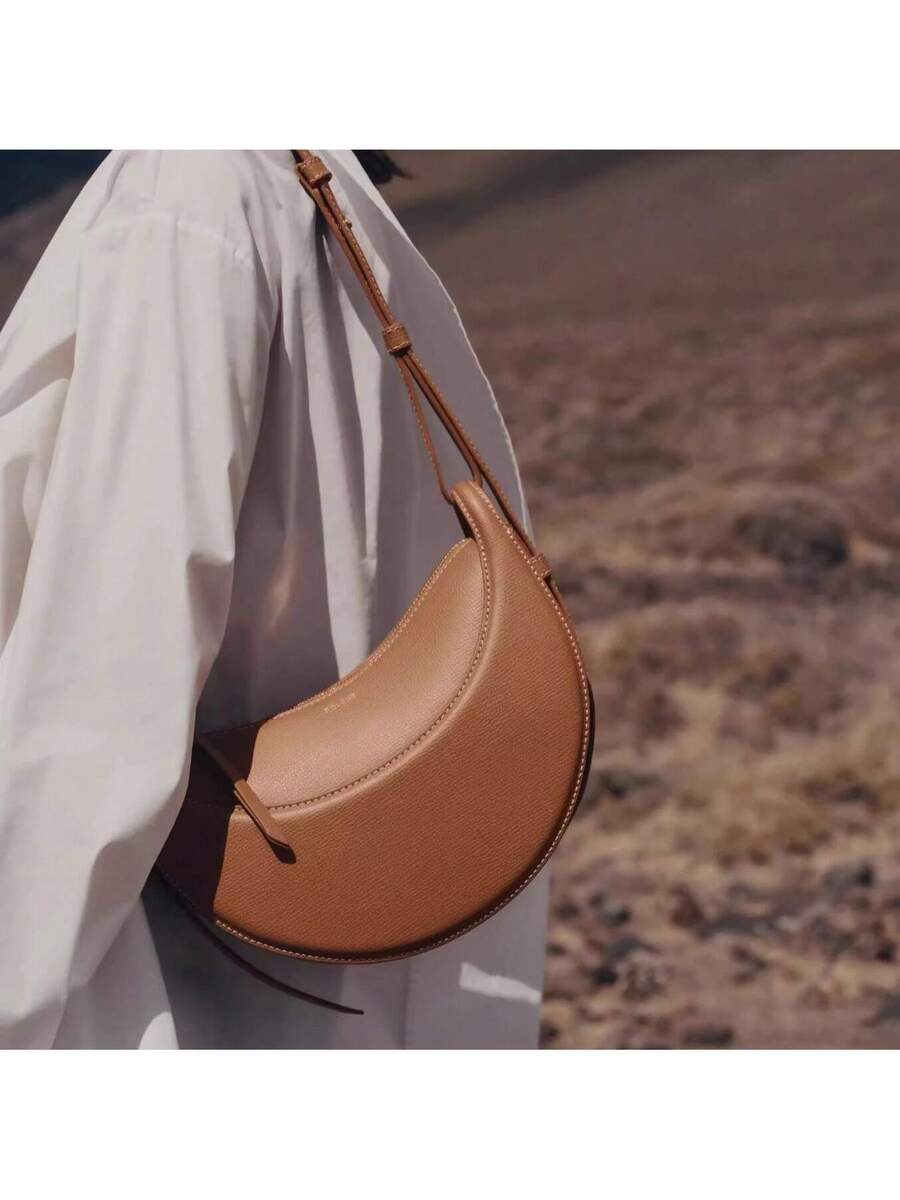 Women's Crescent Saddle Bag French Retro Half Circle Shoulder Underarm Tote Handbag Messenger Crossbody Bag Elegant Minimalist Style