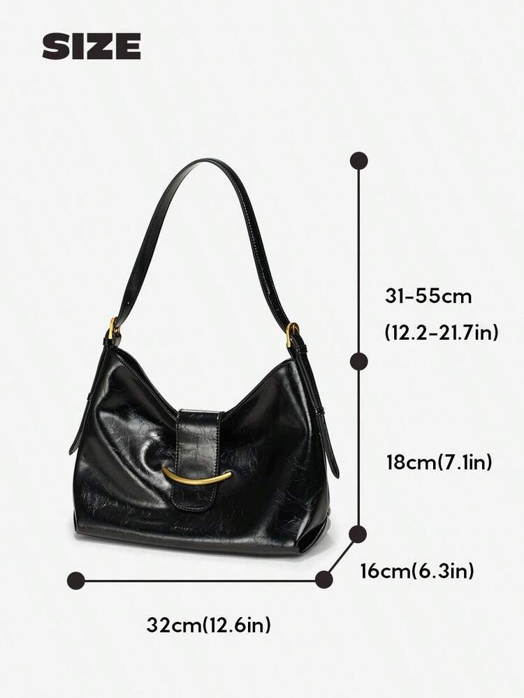Women's Black Large Capacity Tote Bag Fashion Crossbody Shoulder Handbag Elegant Casual Work Travel Office Commuter Daily Use For Women