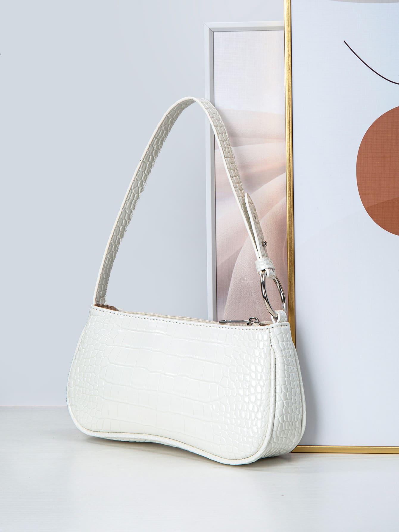 Women's Crocodile Pattern Shoulder Bag Animal Print Fashion Tote For Office College Business Casual Work Travel Commuter Daily Handbag