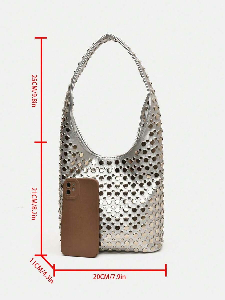 Women's Retro Red Mini Crescent Shoulder Bag Street Style Fashion Hobo Tote Vintage Y2K Style Personalized Daily School Teen Girl Purse