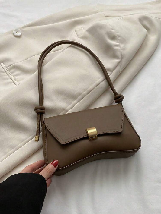 Women's Retro Chocolate Brown PU Flap Bag Lightweight Business Casual Vintage Shoulder Handbag College Work Travel Commuting
