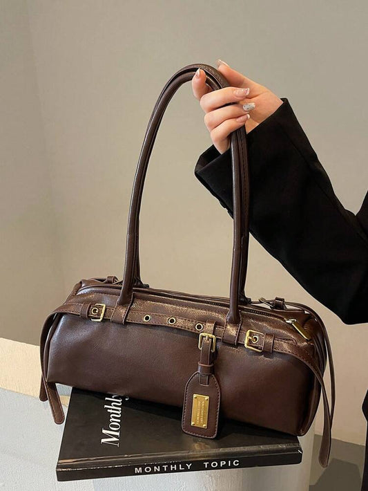 Women's PU Leather Commuter Bag Solid Color Vintage Style Fashion Shoulder Underarm Tote Casual Work Travel Autumn Winter Daily Handbag