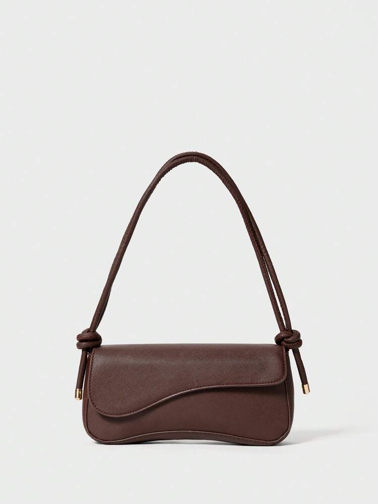 Women's Solid Color Asymmetrical Flap Shoulder Bag Adjustable Strap Fashionable Casual Tote Purse Shopping College Work Office