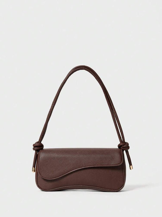 Women's Solid Color Asymmetrical Flap Shoulder Bag Adjustable Strap Fashionable Casual Tote Purse Shopping College Work Office