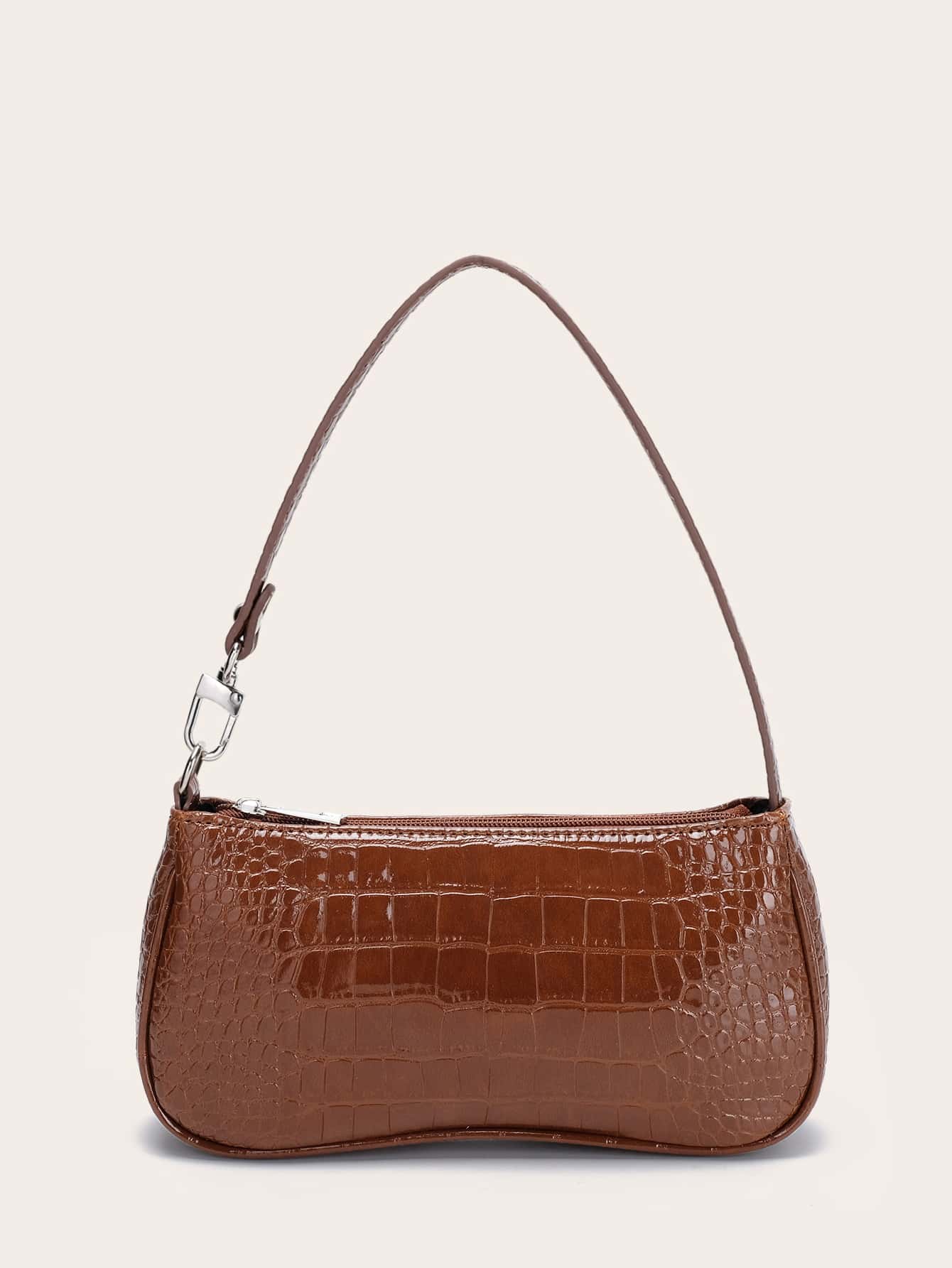Women's Crocodile Pattern Shoulder Bag Animal Print Fashion Tote For Office College Business Casual Work Travel Commuter Daily Handbag