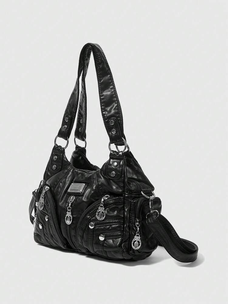 Women's Grunge Punk Shoulder Tote Bag Rock Motorcycle Style Fashion Handbag Darkcore Retro Casual Street Style Big Bag Daily Accessory