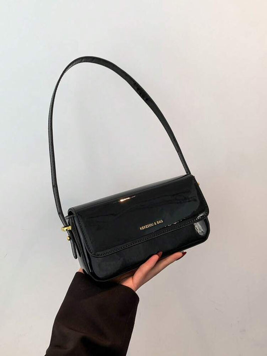 Women's Patent Leather Small Square Bag Elegant Minimalist Net Color Handbag Suitable For School Office Commute Casual Travel Daily Use