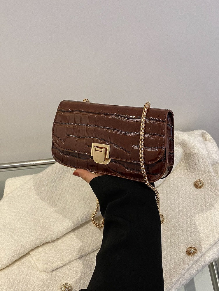Women's Crocodile Embossed Chain Shoulder Bag Waterproof Lightweight Animal Print Fashion Tote For Office Business Casual Work Travel