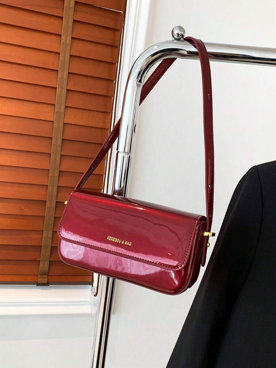 Women's Patent Leather Small Square Bag Elegant Minimalist Net Color Handbag Suitable For School Office Commute Casual Travel Daily Use