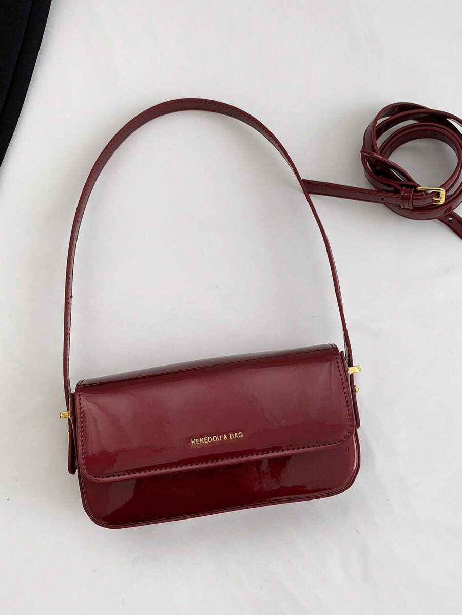 Women's Patent Leather Small Square Bag Elegant Minimalist Net Color Handbag Suitable For School Office Commute Casual Travel Daily Use