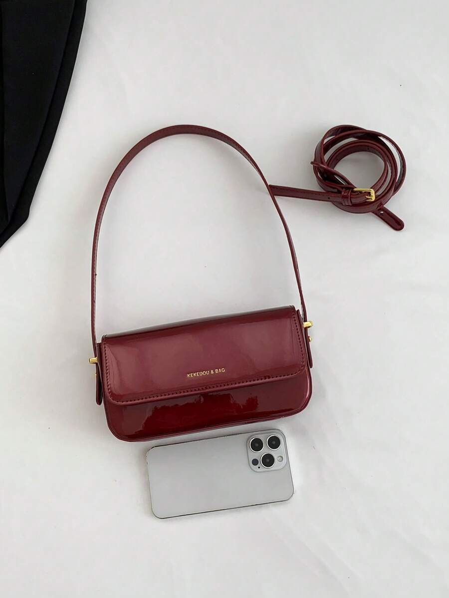Women's Patent Leather Small Square Bag Elegant Minimalist Net Color Handbag Suitable For School Office Commute Casual Travel Daily Use