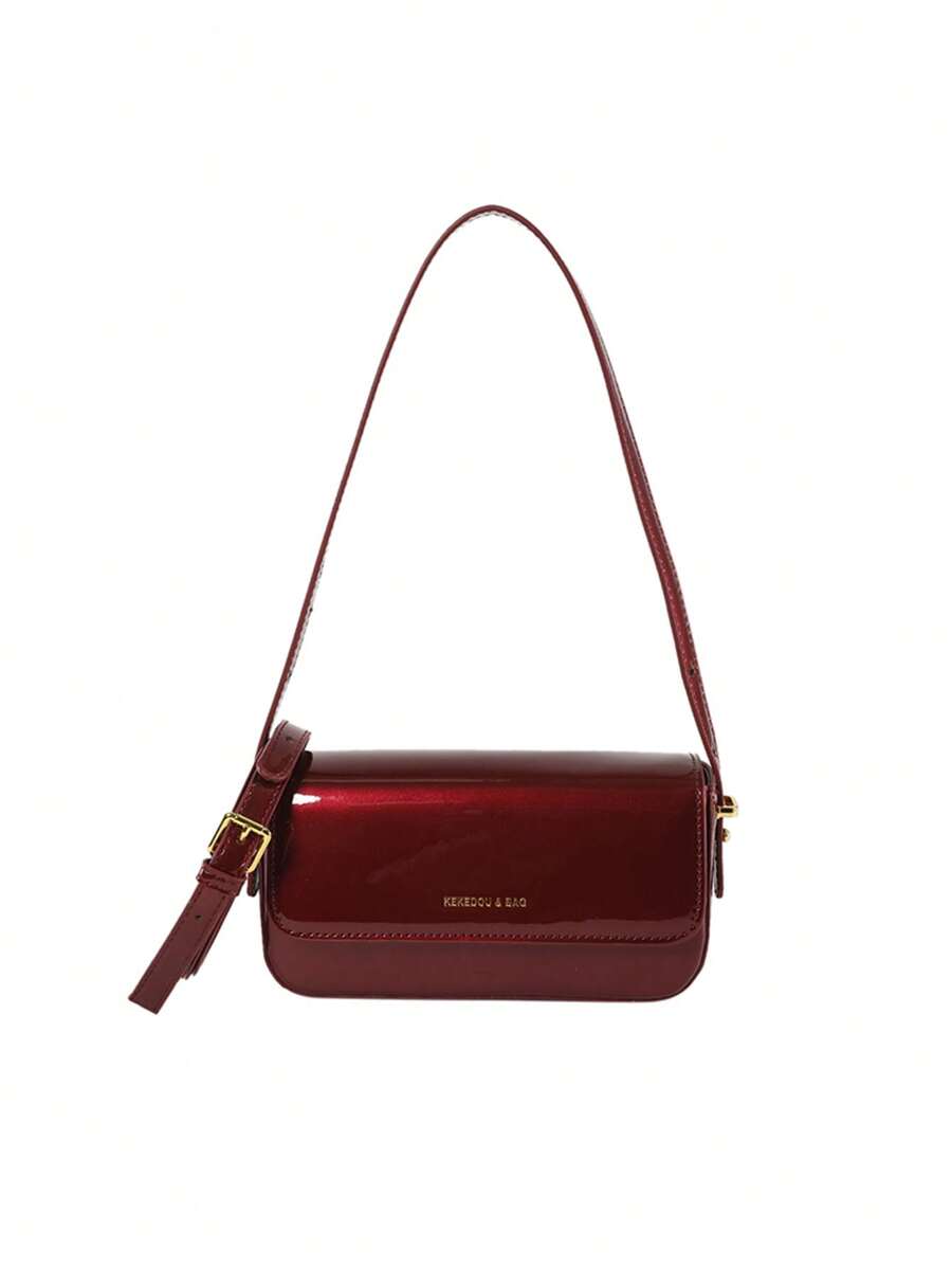 Women's Patent Leather Small Square Bag Elegant Minimalist Net Color Handbag Suitable For School Office Commute Casual Travel Daily Use