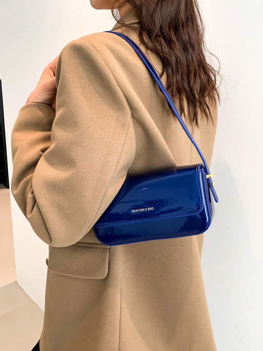 Women's Patent Leather Small Square Bag Elegant Minimalist Net Color Handbag Suitable For School Office Commute Casual Travel Daily Use