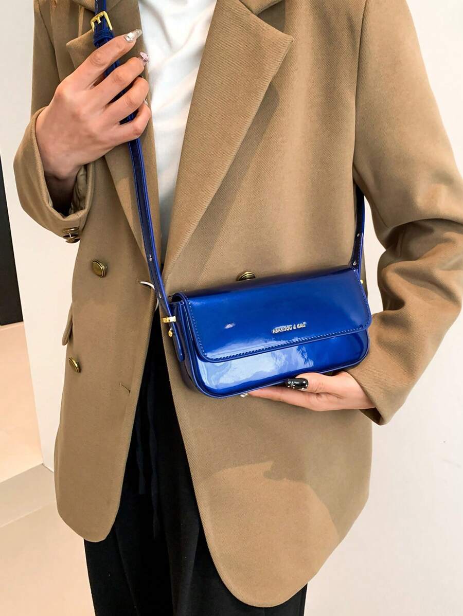 Women's Patent Leather Small Square Bag Elegant Minimalist Net Color Handbag Suitable For School Office Commute Casual Travel Daily Use