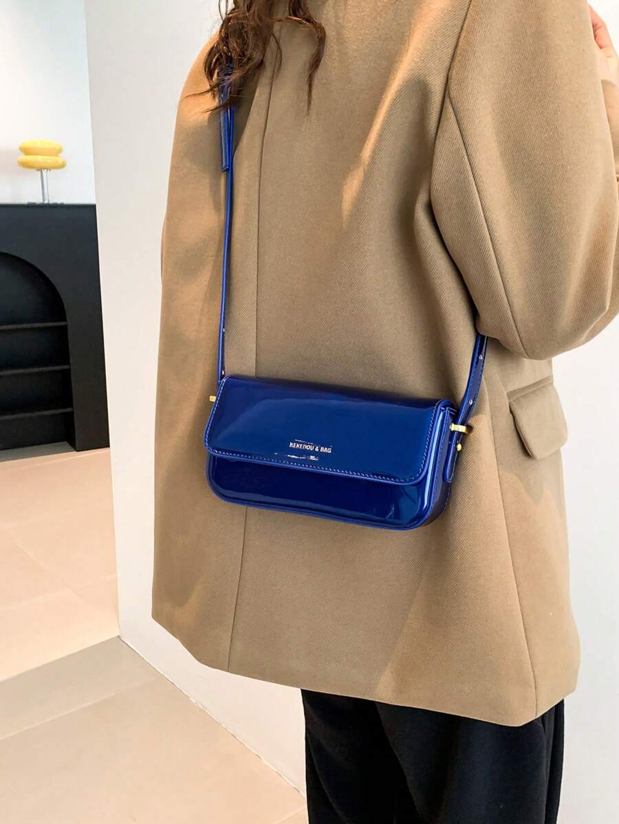 Women's Patent Leather Small Square Bag Elegant Minimalist Net Color Handbag Suitable For School Office Commute Casual Travel Daily Use