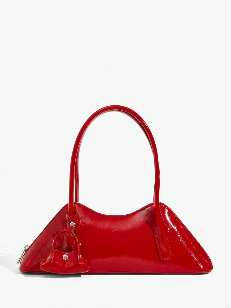 Women's European American Punk Style Bucket Bag With Rivet Embellishments Luxury Niche Shoulder Handbag Office Professional Daily Purse