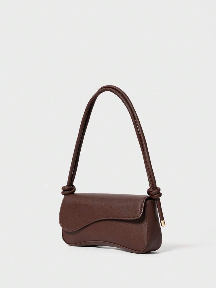 Women's Solid Color Asymmetrical Flap Shoulder Bag Adjustable Strap Fashionable Casual Tote Purse Shopping College Work Office