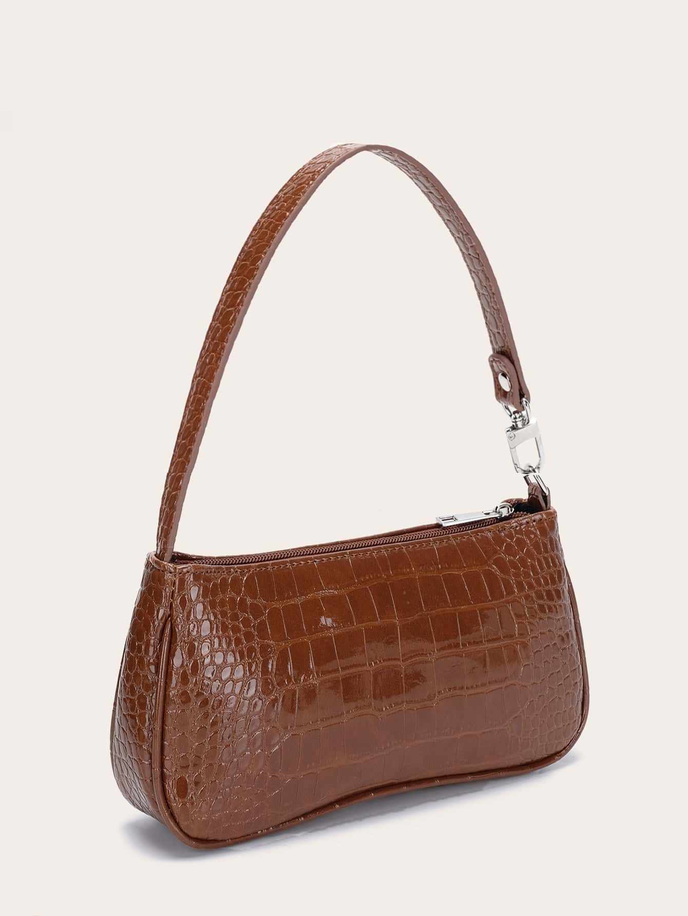 Women's Crocodile Pattern Shoulder Bag Animal Print Fashion Tote For Office College Business Casual Work Travel Commuter Daily Handbag