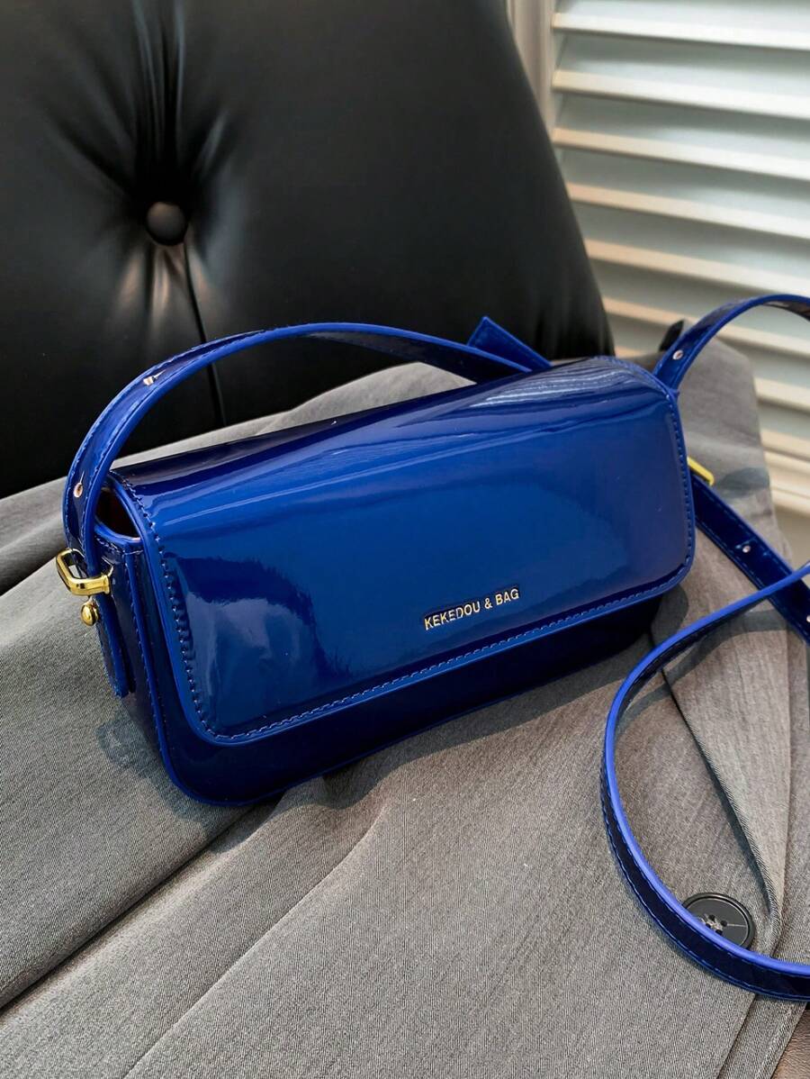 Women's Patent Leather Small Square Bag Elegant Minimalist Net Color Handbag Suitable For School Office Commute Casual Travel Daily Use