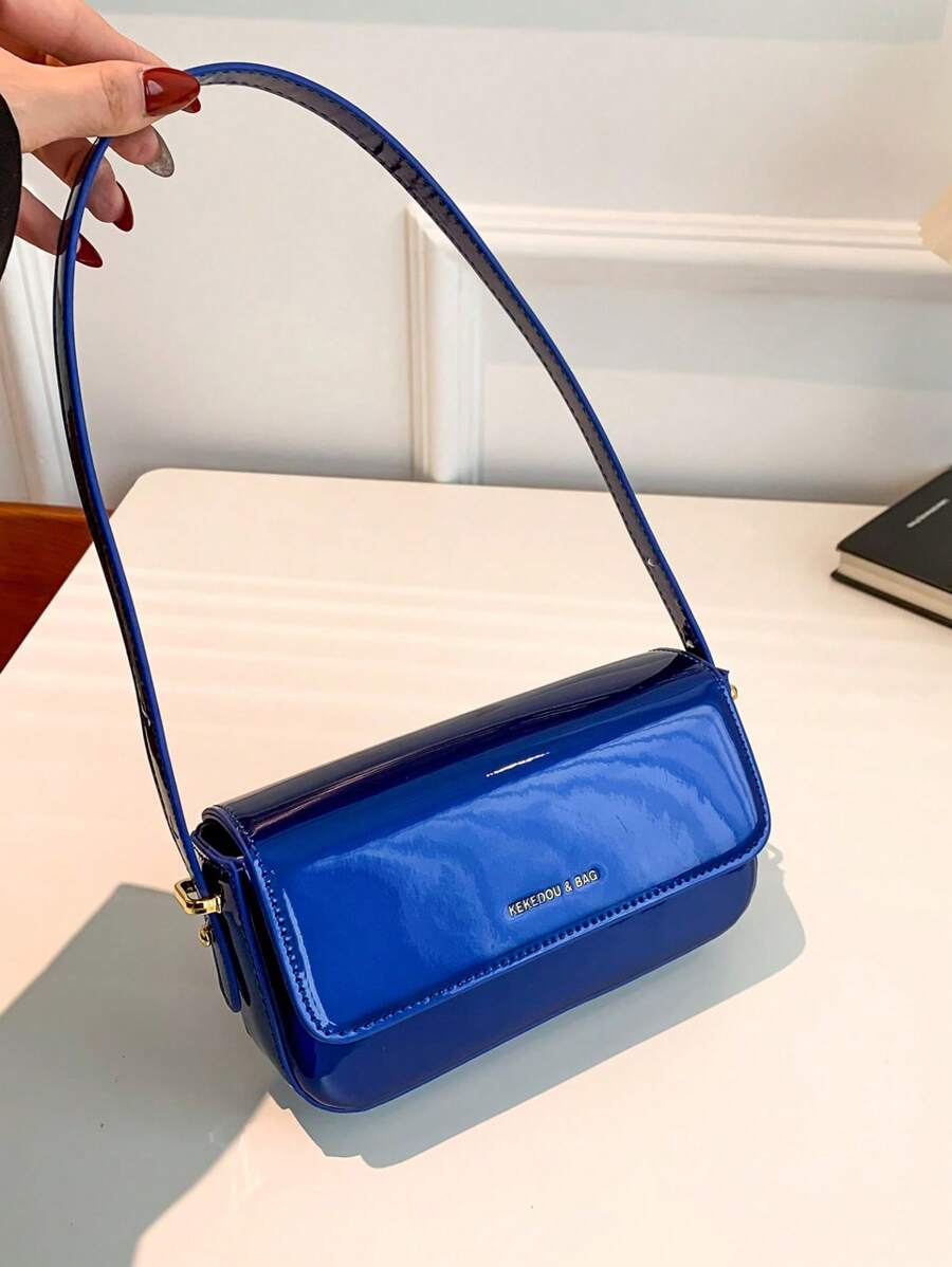 Women's Patent Leather Small Square Bag Elegant Minimalist Net Color Handbag Suitable For School Office Commute Casual Travel Daily Use