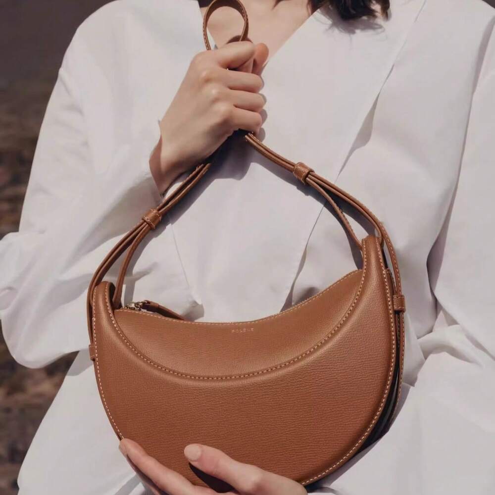Women's Crescent Saddle Bag French Retro Half Circle Shoulder Underarm Tote Handbag Messenger Crossbody Bag Elegant Minimalist Style