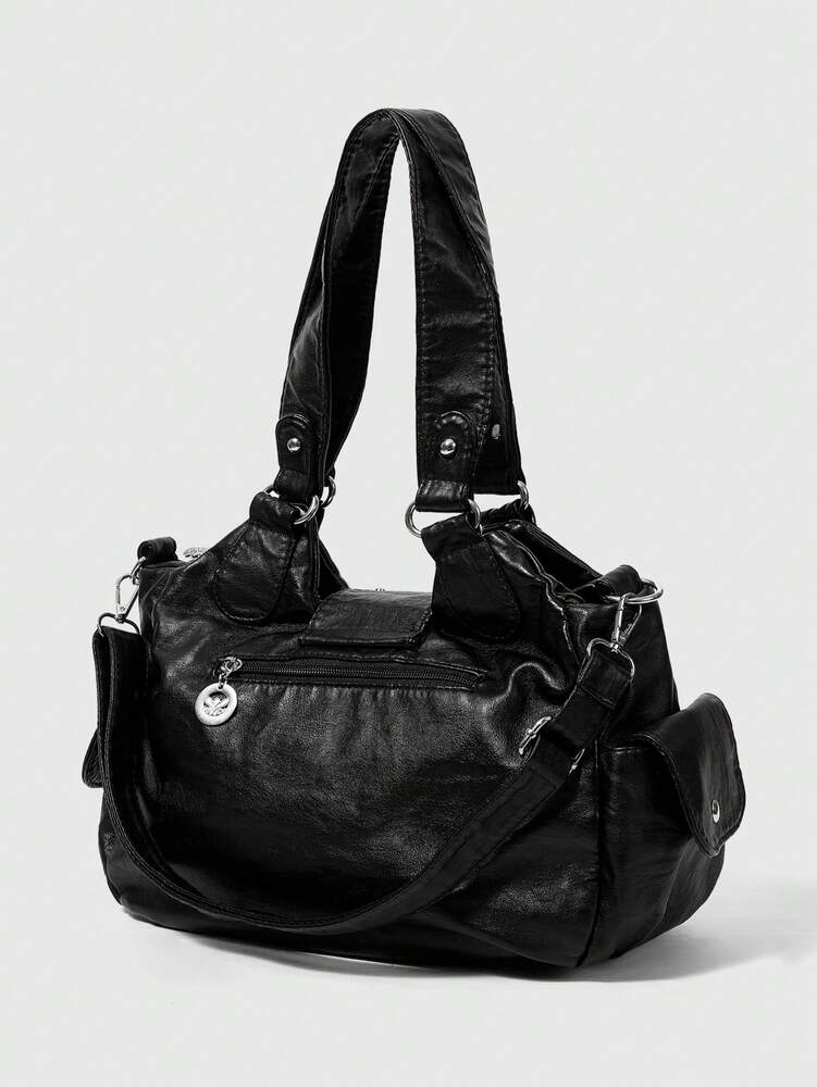 Women's Punk Rivet Decor PU Leather Shoulder Bag Grunge Motorcycle Style Fashion Handbag Casual Streetwear Work Party Daily Crossbody