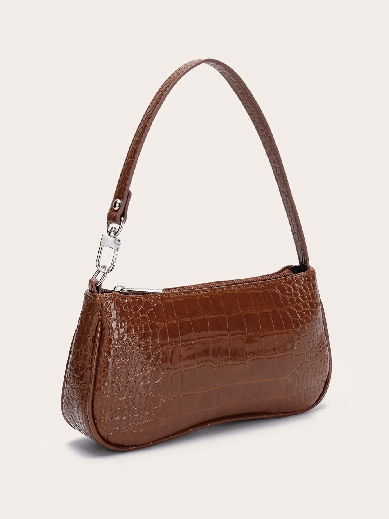 Women's Crocodile Pattern Shoulder Bag Animal Print Fashion Tote For Office College Business Casual Work Travel Commuter Daily Handbag