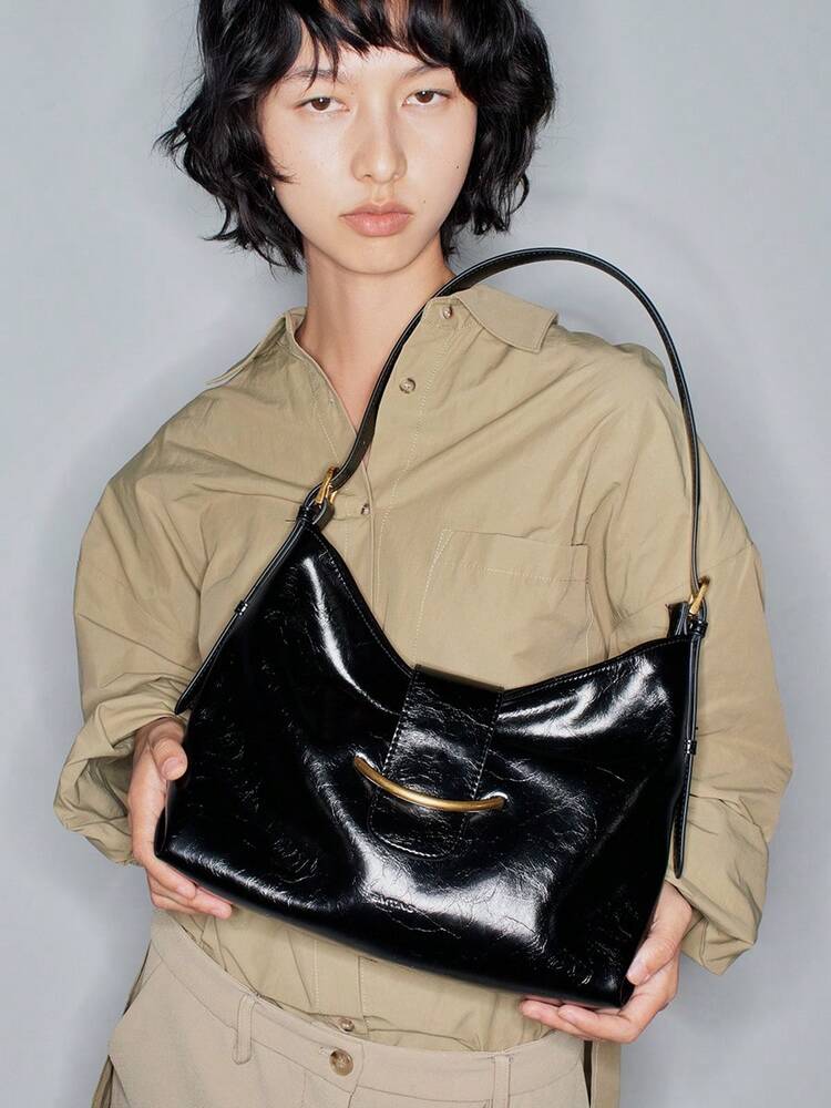 Women's Black Large Capacity Tote Bag Fashion Crossbody Shoulder Handbag Elegant Casual Work Travel Office Commuter Daily Use For Women