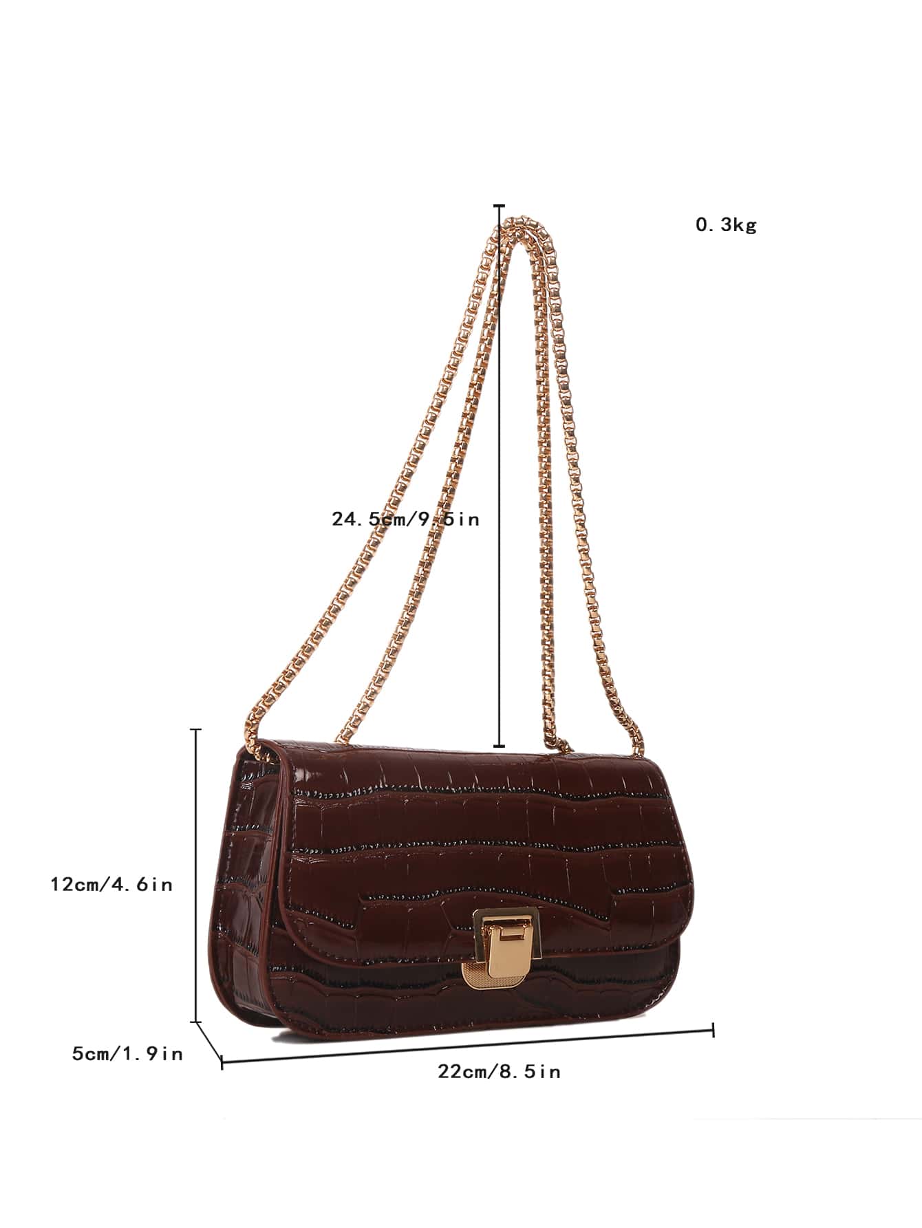 Women's Crocodile Embossed Chain Shoulder Bag Waterproof Lightweight Animal Print Fashion Tote For Office Business Casual Work Travel
