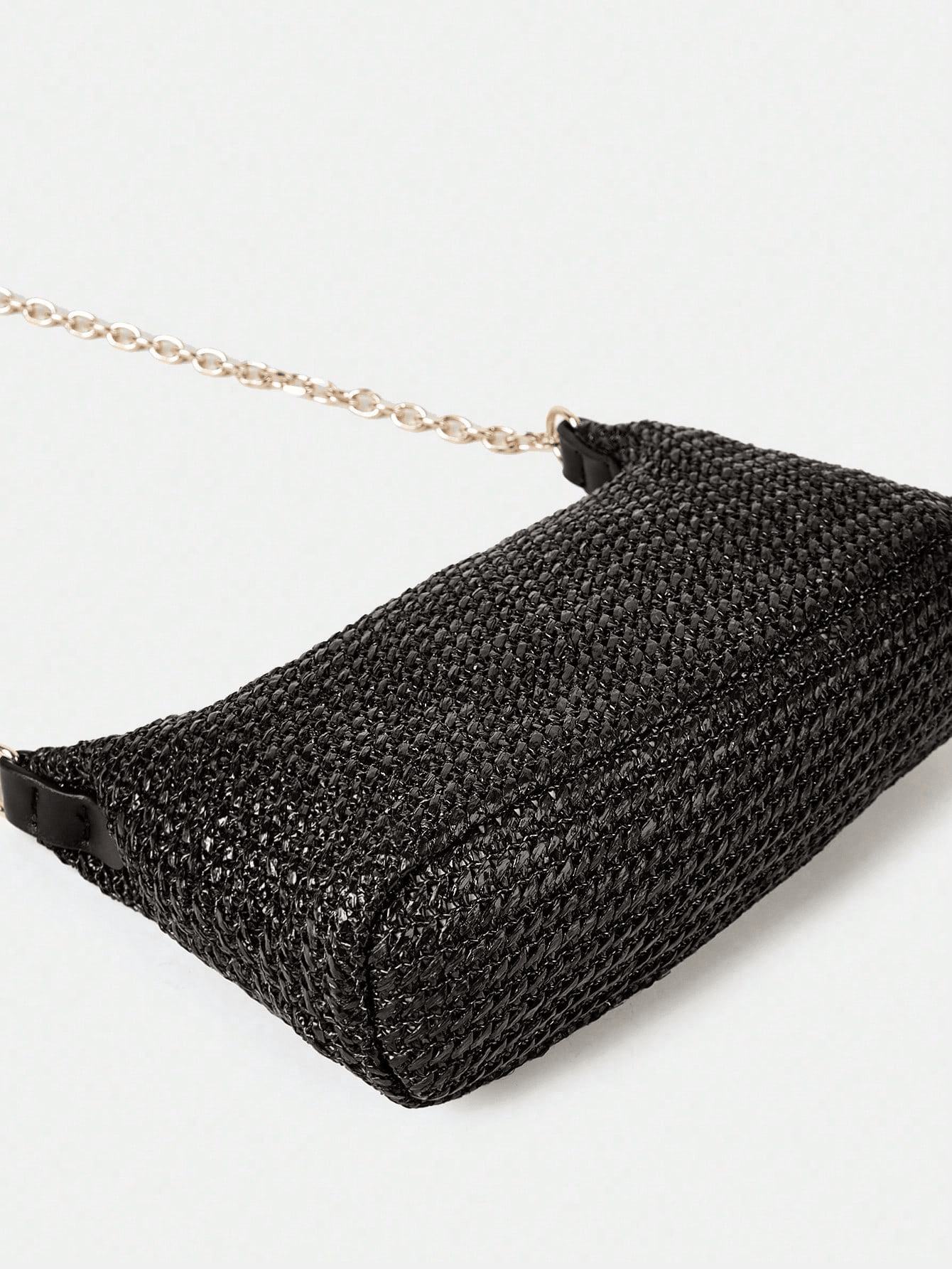 Women's Bohemian Style Braided Baguette Shoulder Bag With Thin Chain Strap Casual Vacation Shopping Fashion Daily Outfit Crossbody Purse
