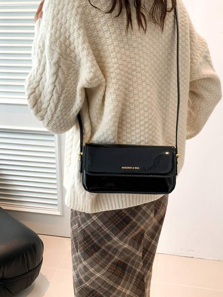 Women's Patent Leather Small Square Bag Elegant Minimalist Net Color Handbag Suitable For School Office Commute Casual Travel Daily Use