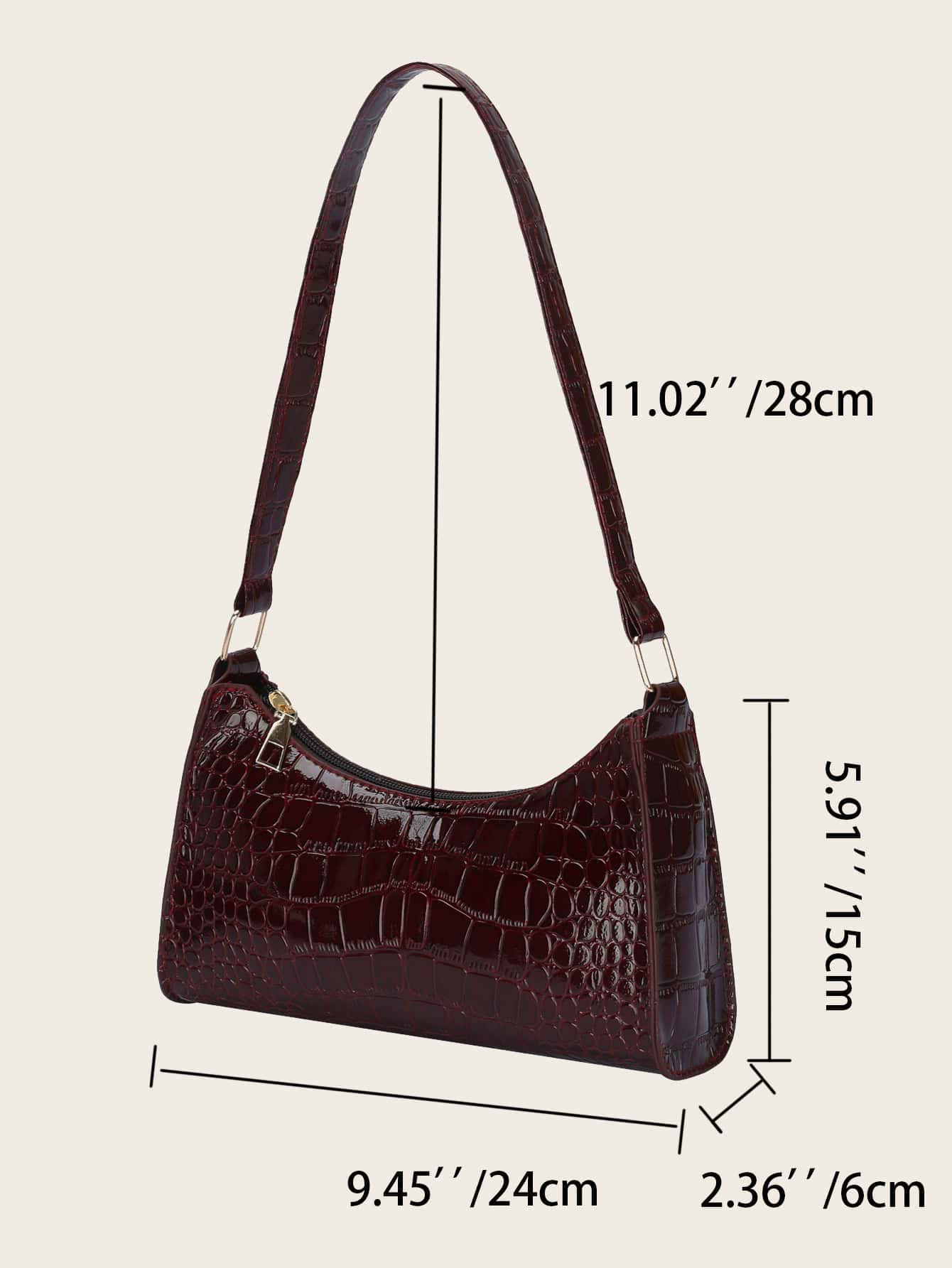 Women's Crocodile Embossed Bag Glamorous Elegant Minimalist Old Money Style Portable Handbag Vacation Party Work Office Purse