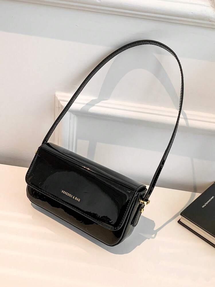 Women's Patent Leather Small Square Bag Elegant Minimalist Net Color Handbag Suitable For School Office Commute Casual Travel Daily Use