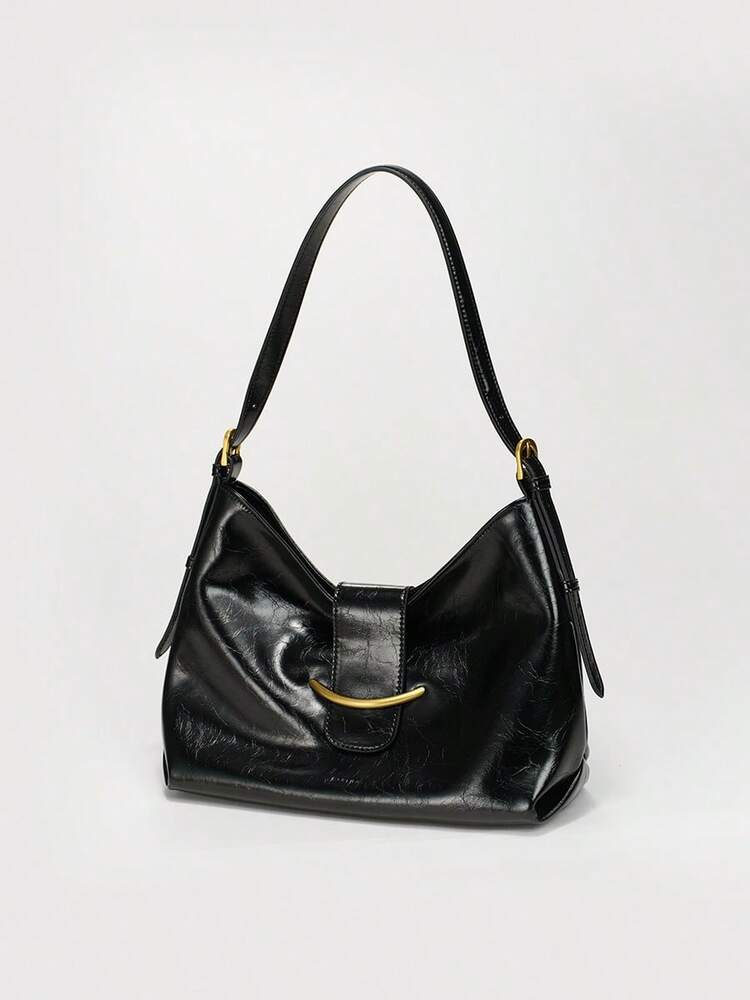Women's Black Large Capacity Tote Bag Fashion Crossbody Shoulder Handbag Elegant Casual Work Travel Office Commuter Daily Use For Women