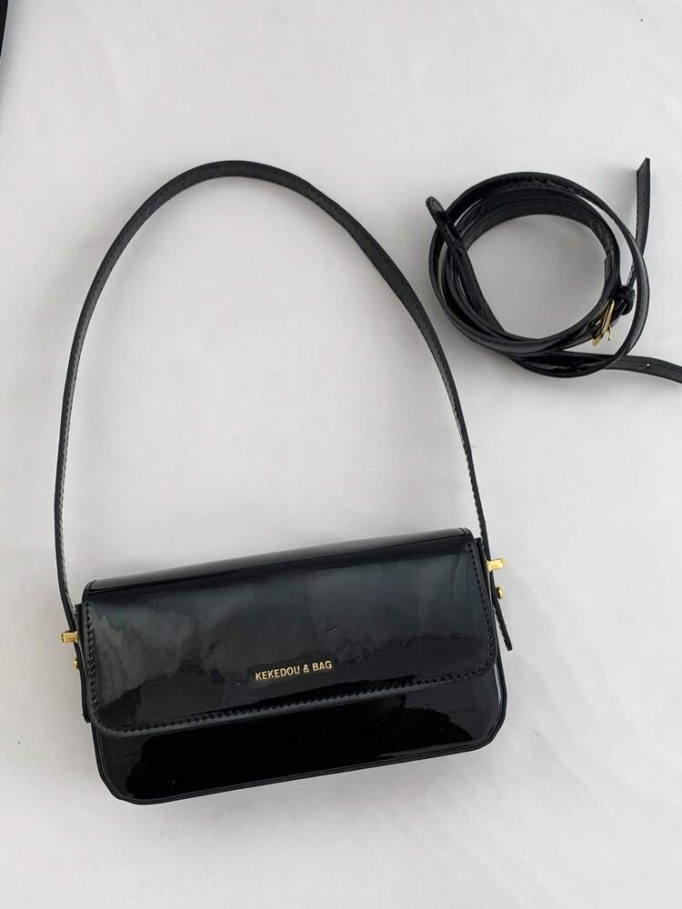 Women's Patent Leather Small Square Bag Elegant Minimalist Net Color Handbag Suitable For School Office Commute Casual Travel Daily Use