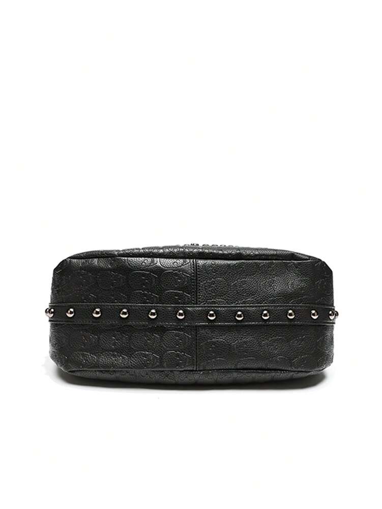 Women's Skull Rivet Decor Shoulder Handbag Alternative Gothic Style Fashion Crossbody Tote Large Capacity Casual Party Daily UK Style Bag
