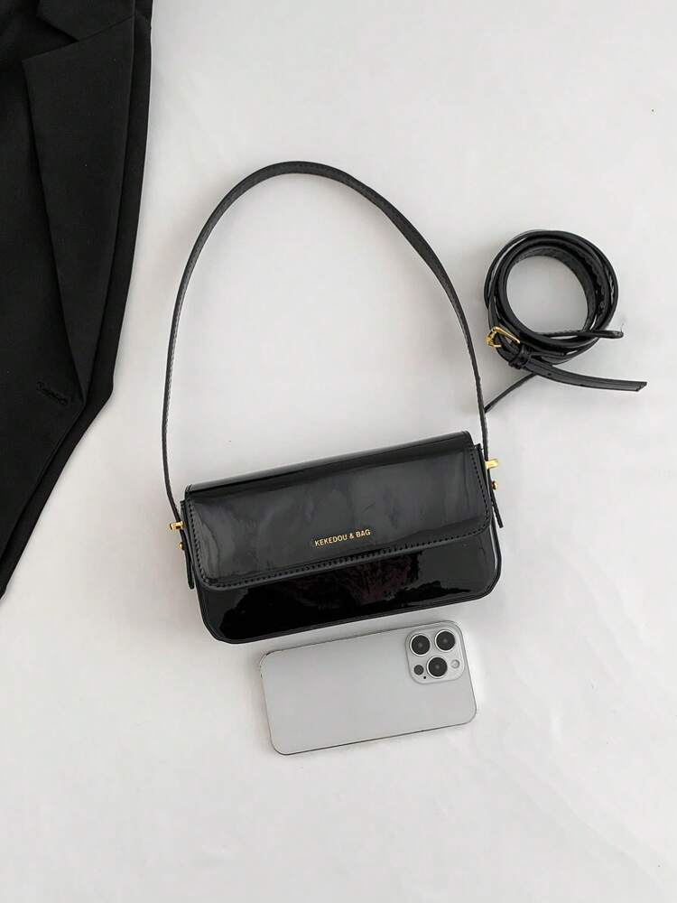 Women's Patent Leather Small Square Bag Elegant Minimalist Net Color Handbag Suitable For School Office Commute Casual Travel Daily Use
